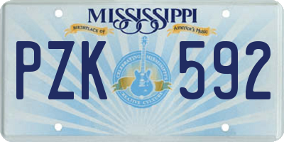 MS license plate PZK592