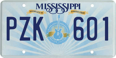 MS license plate PZK601