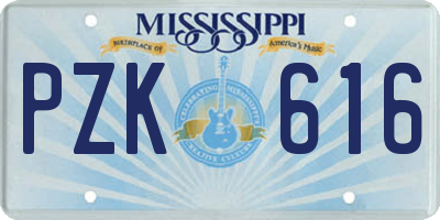 MS license plate PZK616