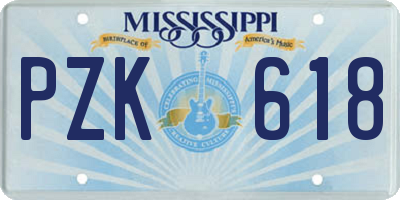 MS license plate PZK618