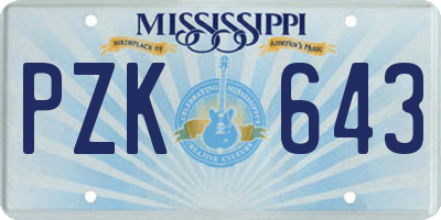 MS license plate PZK643