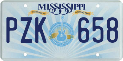 MS license plate PZK658
