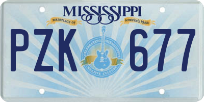 MS license plate PZK677