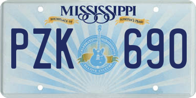MS license plate PZK690