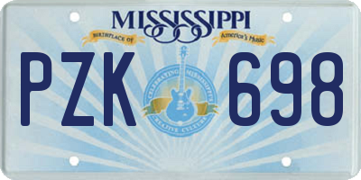 MS license plate PZK698