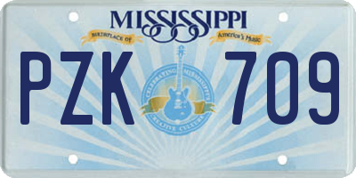 MS license plate PZK709