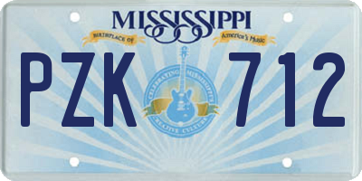 MS license plate PZK712