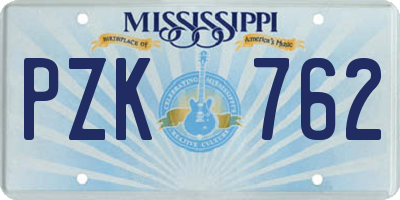 MS license plate PZK762