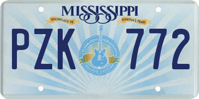 MS license plate PZK772