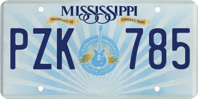 MS license plate PZK785