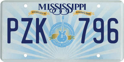 MS license plate PZK796
