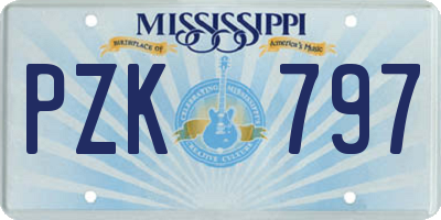 MS license plate PZK797