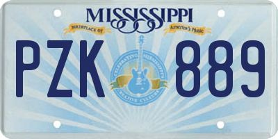 MS license plate PZK889
