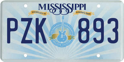MS license plate PZK893