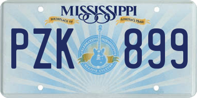 MS license plate PZK899
