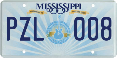 MS license plate PZL008