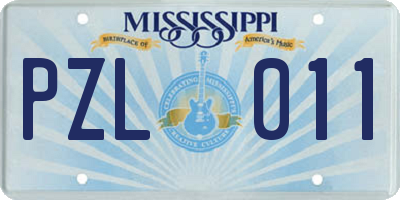 MS license plate PZL011