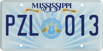 MS license plate PZL013