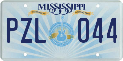 MS license plate PZL044