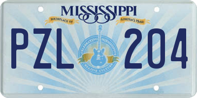 MS license plate PZL204