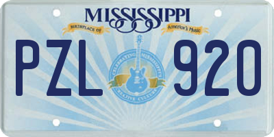 MS license plate PZL920