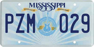 MS license plate PZM029