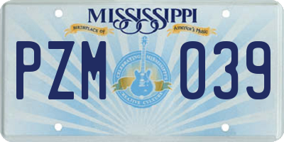MS license plate PZM039