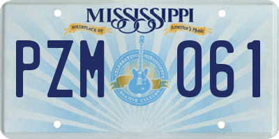 MS license plate PZM061