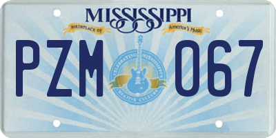 MS license plate PZM067