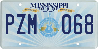 MS license plate PZM068
