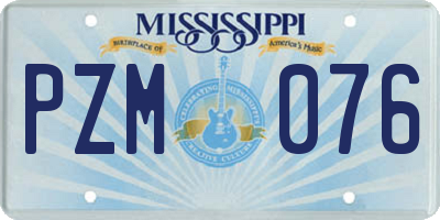 MS license plate PZM076