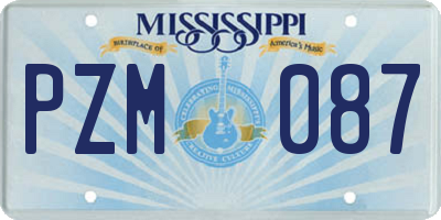 MS license plate PZM087