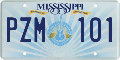 MS license plate PZM101