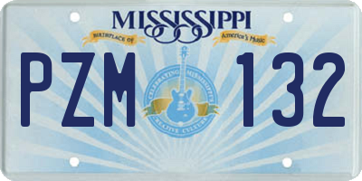 MS license plate PZM132