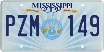 MS license plate PZM149