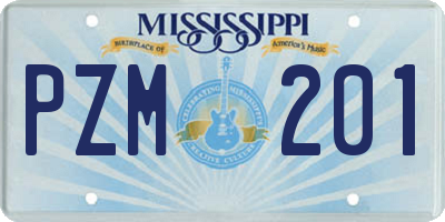 MS license plate PZM201