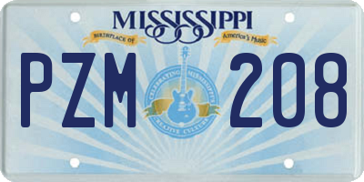 MS license plate PZM208