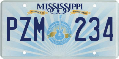 MS license plate PZM234