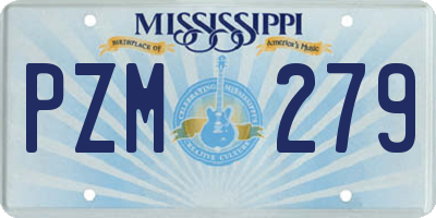 MS license plate PZM279