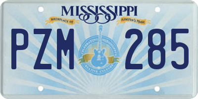 MS license plate PZM285