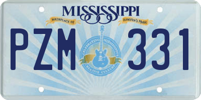 MS license plate PZM331
