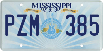 MS license plate PZM385
