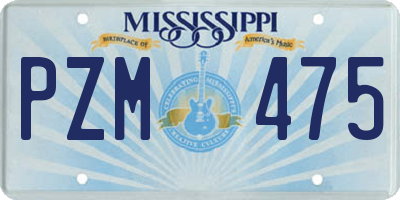 MS license plate PZM475