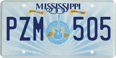 MS license plate PZM505