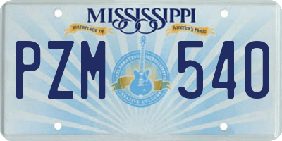 MS license plate PZM540