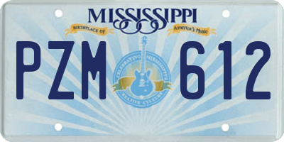 MS license plate PZM612