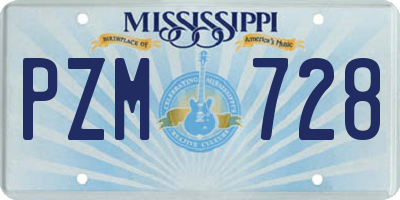 MS license plate PZM728