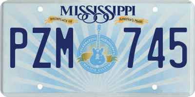MS license plate PZM745