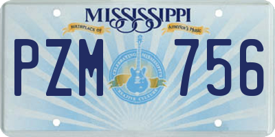 MS license plate PZM756