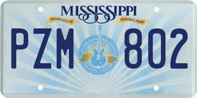 MS license plate PZM802